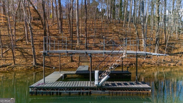 dock area featuring a water view