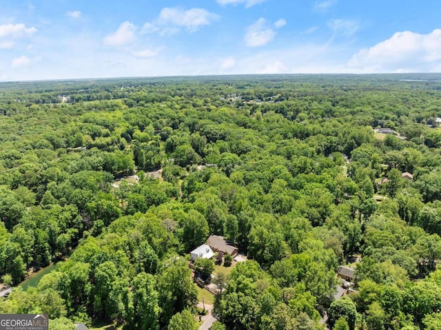 drone / aerial view with a forest view