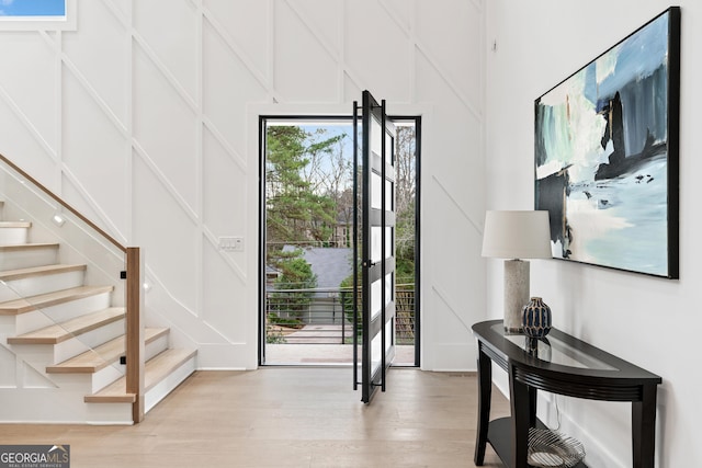 entryway featuring light hardwood / wood-style flooring