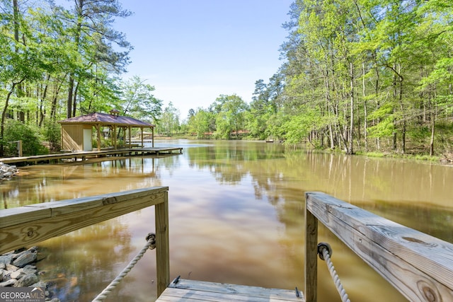 view of dock featuring a water view