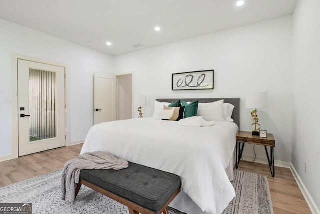 bedroom featuring light hardwood / wood-style flooring