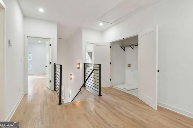 corridor featuring light wood-type flooring