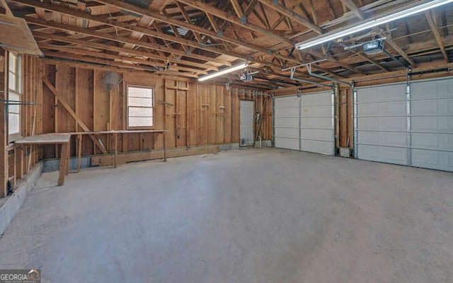 garage with a garage door opener