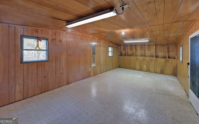 interior space with wood walls and wood ceiling