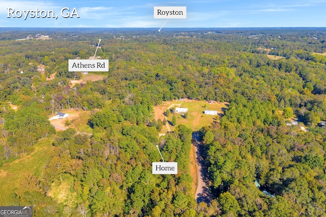 1000 Nails Creek Xing, Royston, GA 30662 - aerial view of property and surrounding area featuring a heavily wooded area