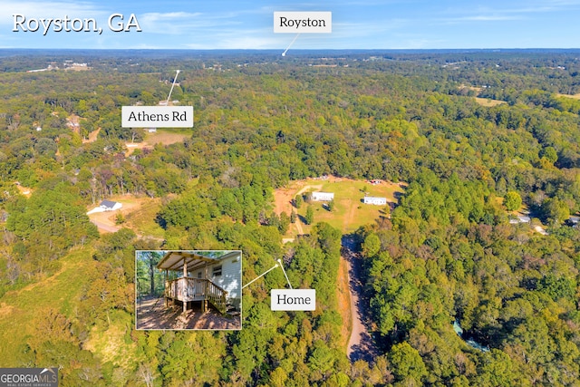 1000 Nails Creek Xing, Royston, GA 30662 - aerial view of property's location with a heavily wooded area
