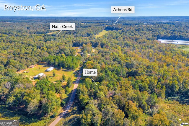 1000 Nails Creek Xing, Royston, GA 30662 - aerial overview of property's location with a forest