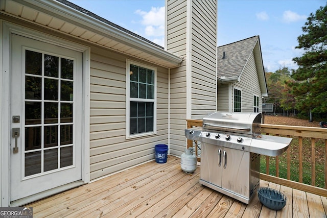 deck featuring area for grilling