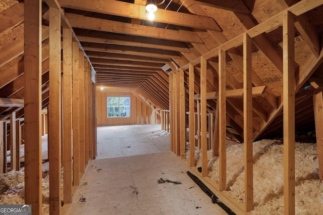 view of unfinished attic