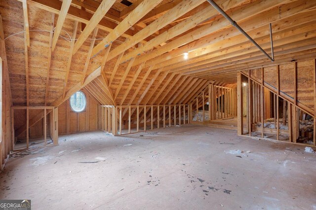 view of unfinished attic