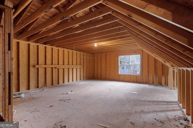 view of unfinished attic