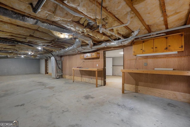 basement with heating unit