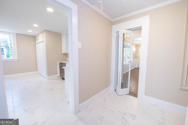 corridor with ornamental molding