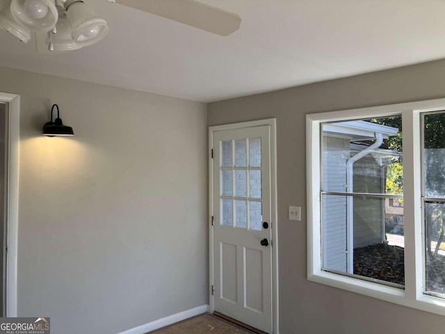 3666 Elkridge Dr, Decatur, GA 30032 - doorway to outside featuring baseboards and wood finished floors