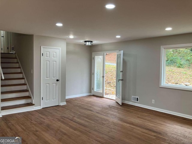 interior space featuring dark hardwood / wood-style floors