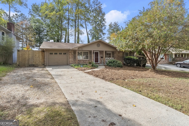 single story home with a garage