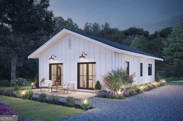 view of outdoor structure with french doors