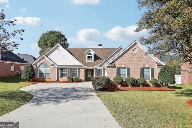 view of front of home featuring a front lawn