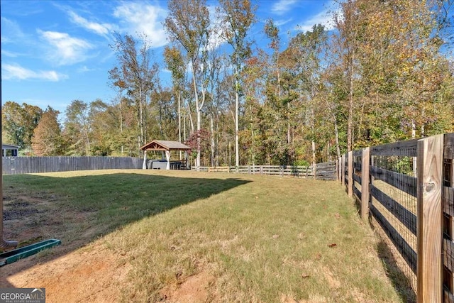 view of yard with a gazebo