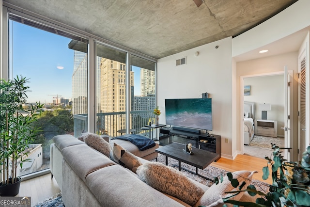 living room with wood-type flooring