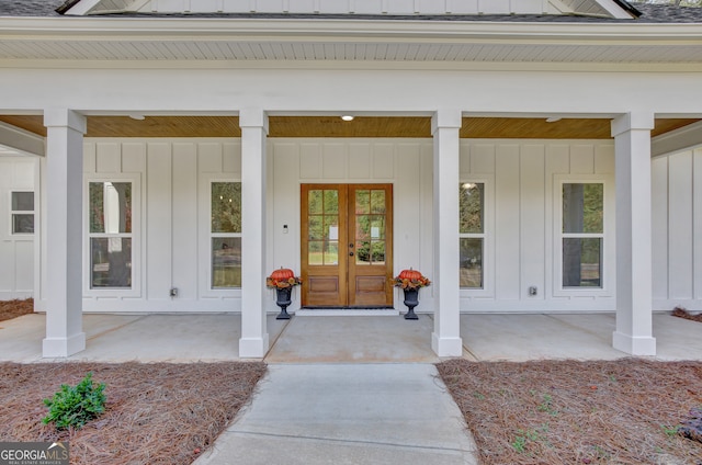 view of exterior entry with french doors