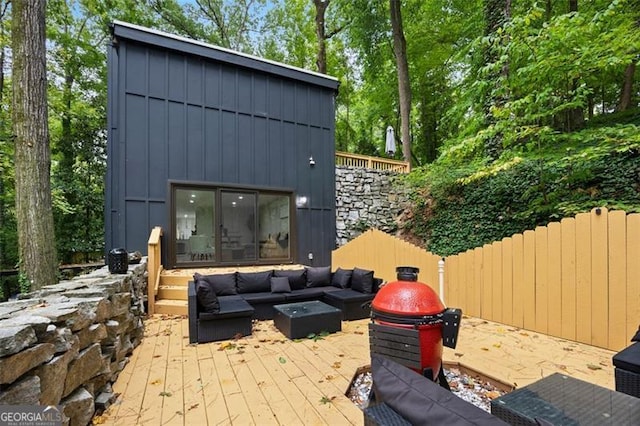 view of outdoor structure featuring an outdoor hangout area