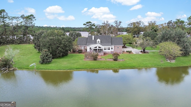 bird's eye view featuring a water view