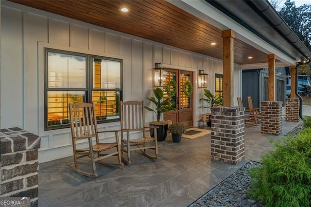 view of patio featuring covered porch