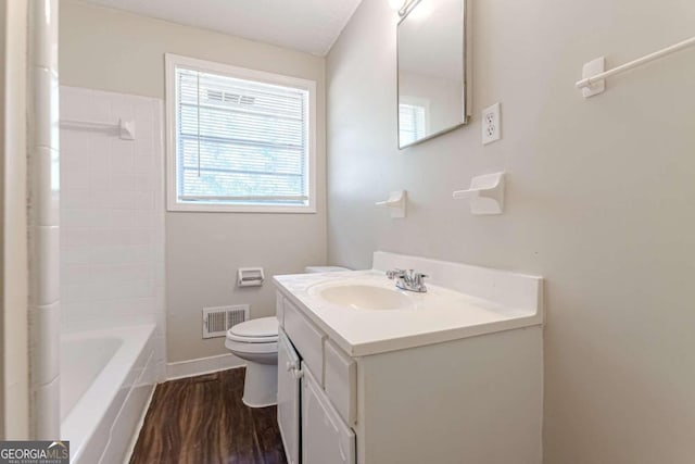 6275 S Skyline Dr, Douglasville, GA 30135 - bathroom featuring vanity, a wealth of natural light, toilet, and visible vents