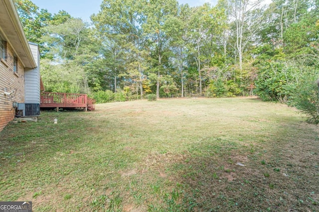 6275 S Skyline Dr, Douglasville, GA 30135 - view of yard featuring a wooden deck and cooling unit