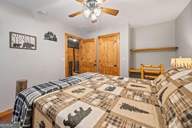 bedroom featuring ceiling fan