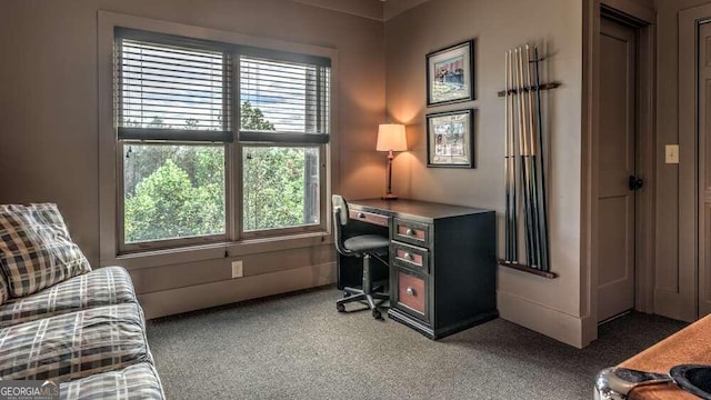 view of carpeted office space