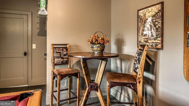 view of carpeted dining room