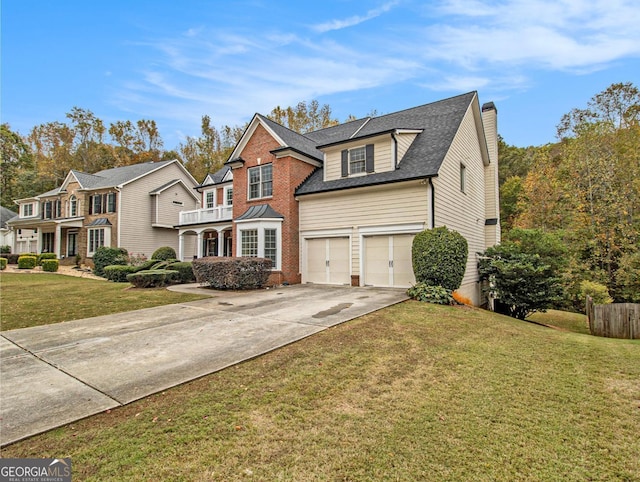 view of front of home featuring a garage and a front yard