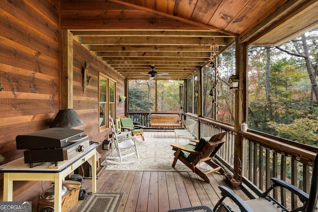 deck featuring ceiling fan