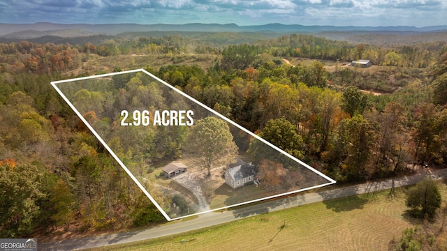 aerial view featuring a mountain view