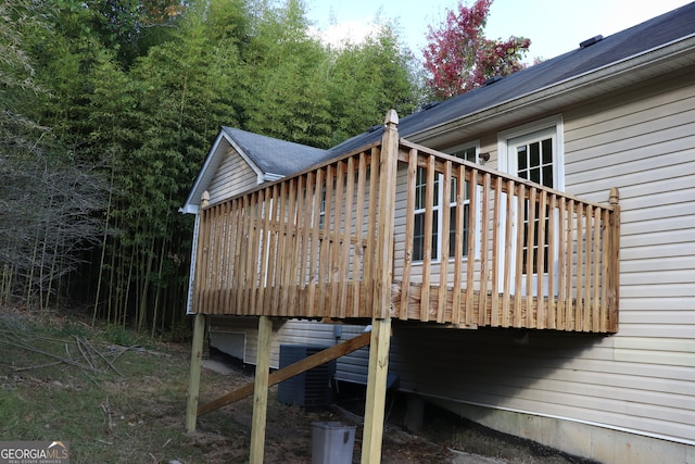 wooden terrace with central AC unit