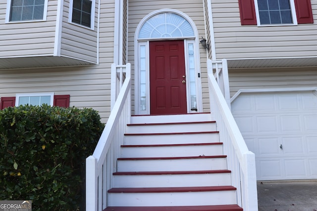 entrance to property with a garage