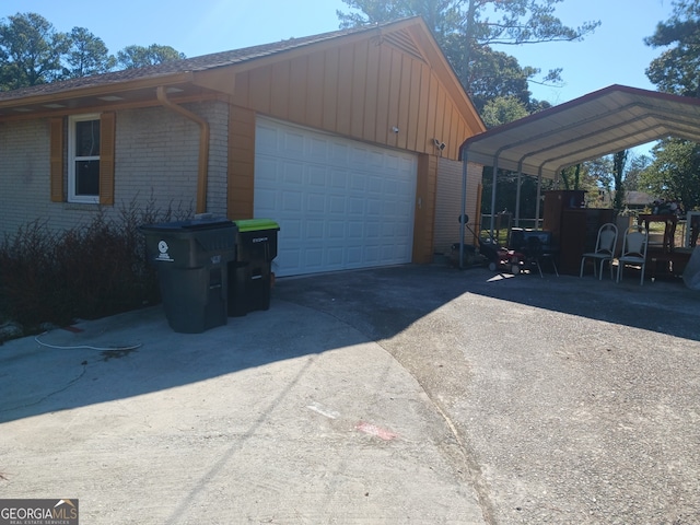 view of side of home featuring a carport