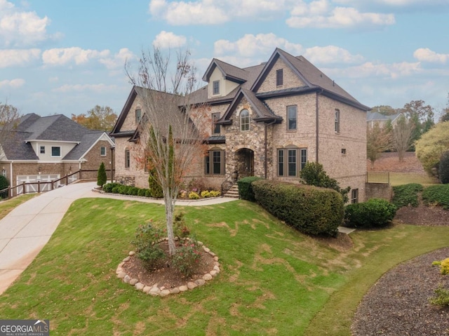 view of front of home featuring a front lawn