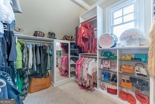 spacious closet with carpet flooring