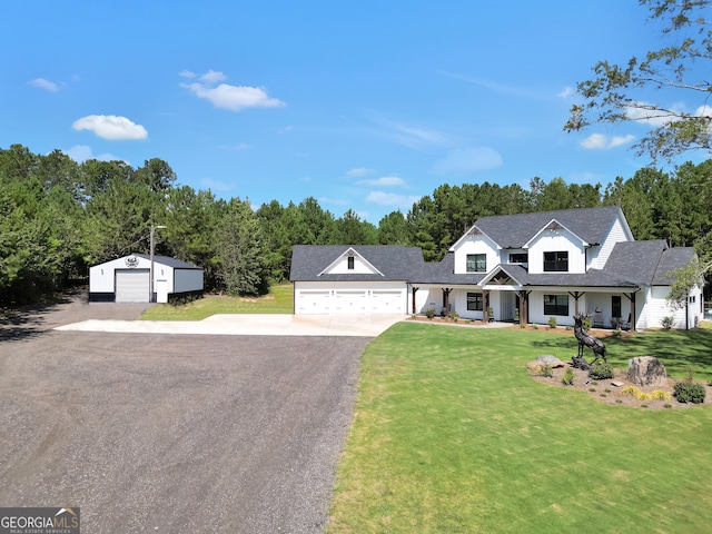 view of front of home featuring a front lawn and a porch