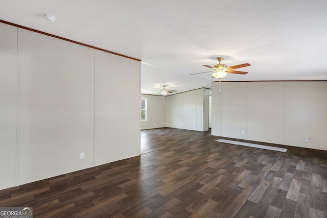 30 David Rd, Hinesville, GA 31313 - empty room featuring dark wood-style flooring, ceiling fan, crown molding, and a smoke detector