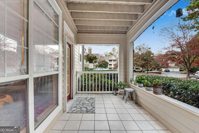 balcony featuring covered porch