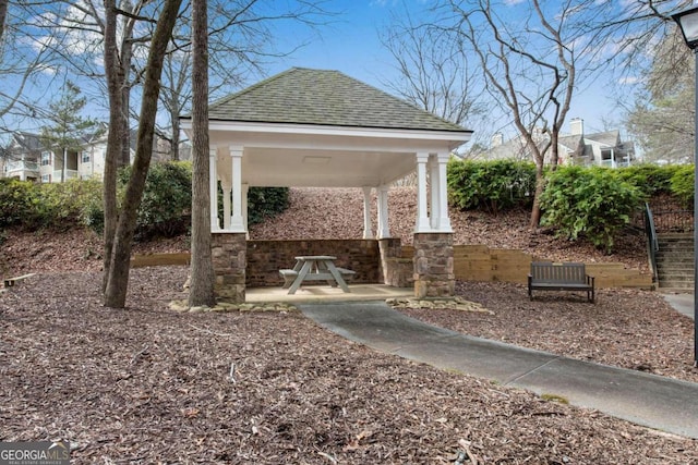 exterior space featuring a gazebo