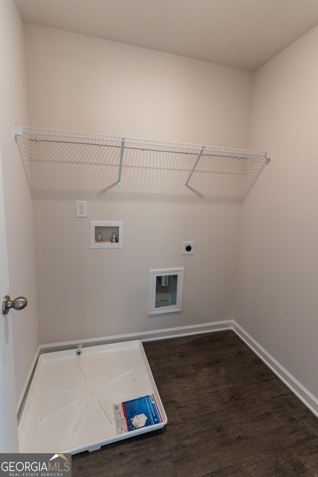 530 River Run Dr Unit 58, Dallas, GA 30132 - laundry area with electric dryer hookup, washer hookup, wood finished floors, and baseboards