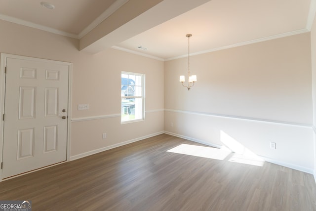 530 River Run Dr Unit 58, Dallas, GA 30132 - unfurnished dining area with wood finished floors, a chandelier, baseboards, and ornamental molding