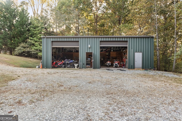 view of detached garage