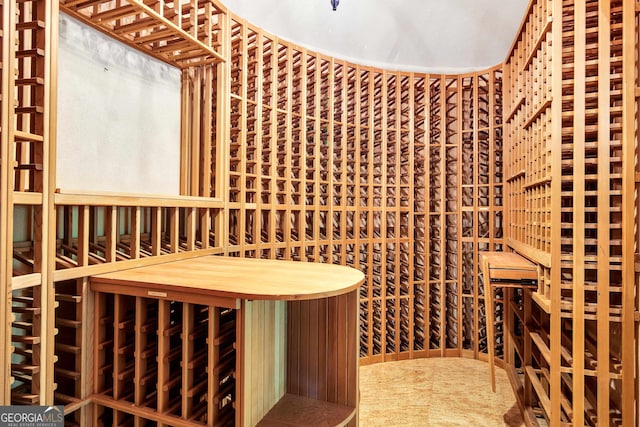 view of wine cellar