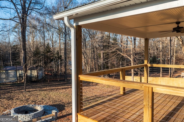 wooden terrace with ceiling fan